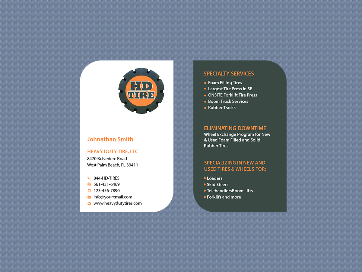 Business Card Design by Creations Box 2015 for HEAVY DUTY TIRE, LLC | Design #10229447