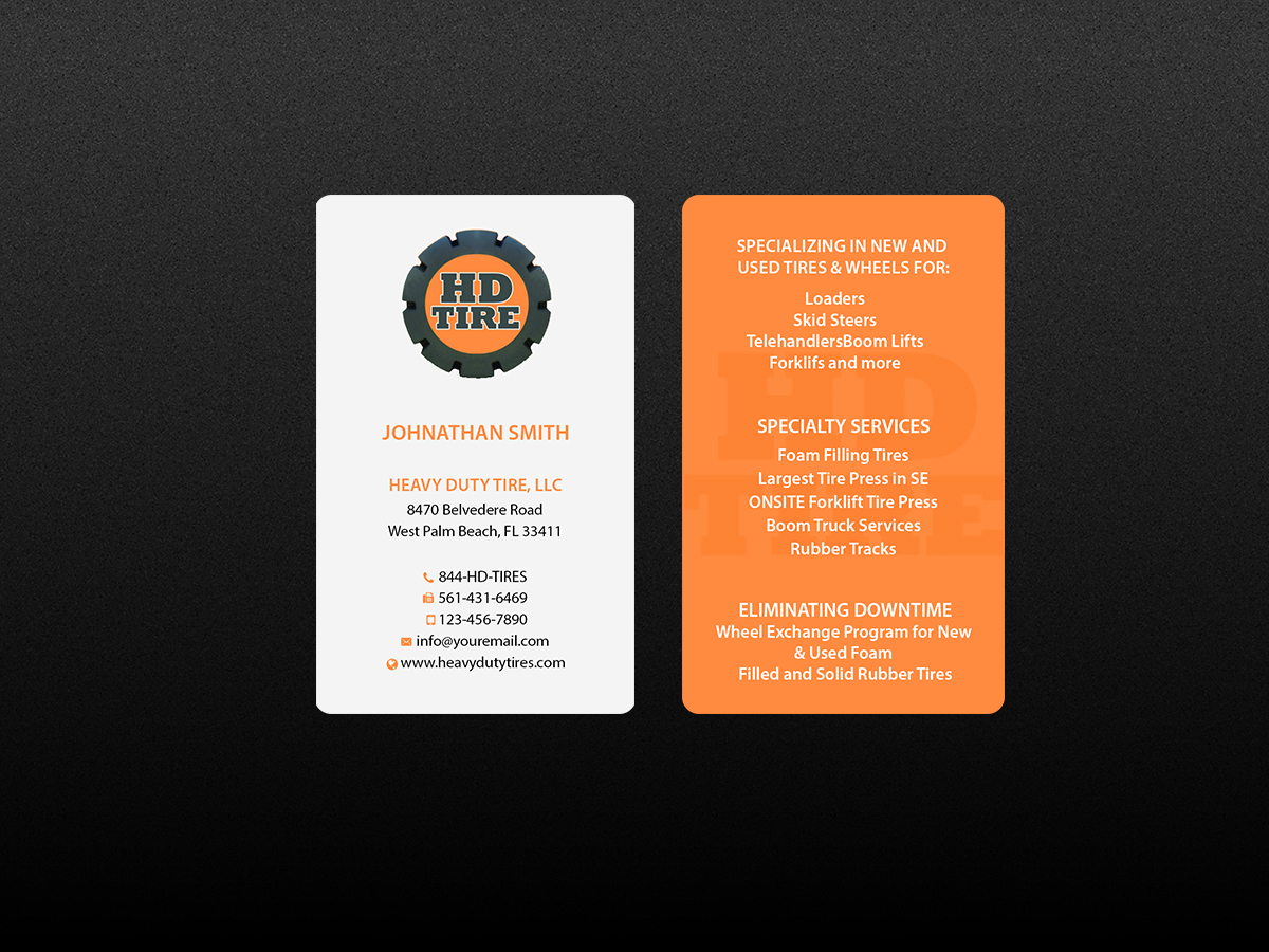 Business Card Design by Creations Box 2015 for HEAVY DUTY TIRE, LLC | Design #10229453