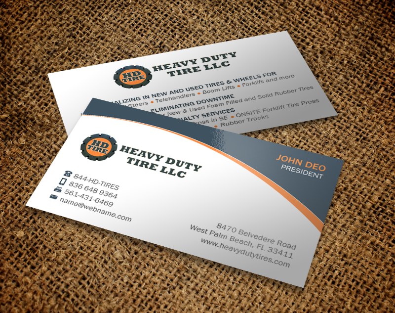 Business Card Design by Brand aid for HEAVY DUTY TIRE, LLC | Design #10235502
