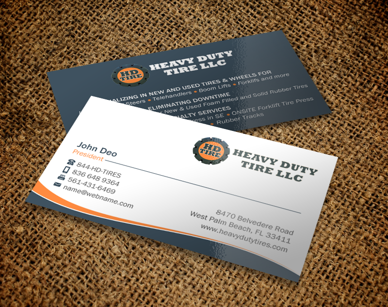 Business Card Design by Brand aid for HEAVY DUTY TIRE, LLC | Design #10235509
