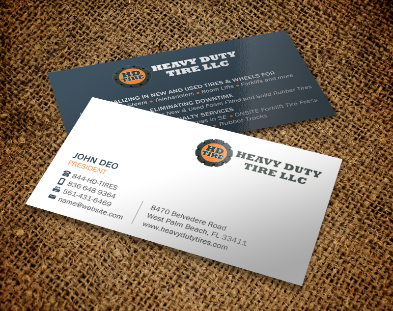 Business Card Design by Brand aid for HEAVY DUTY TIRE, LLC | Design #10235521
