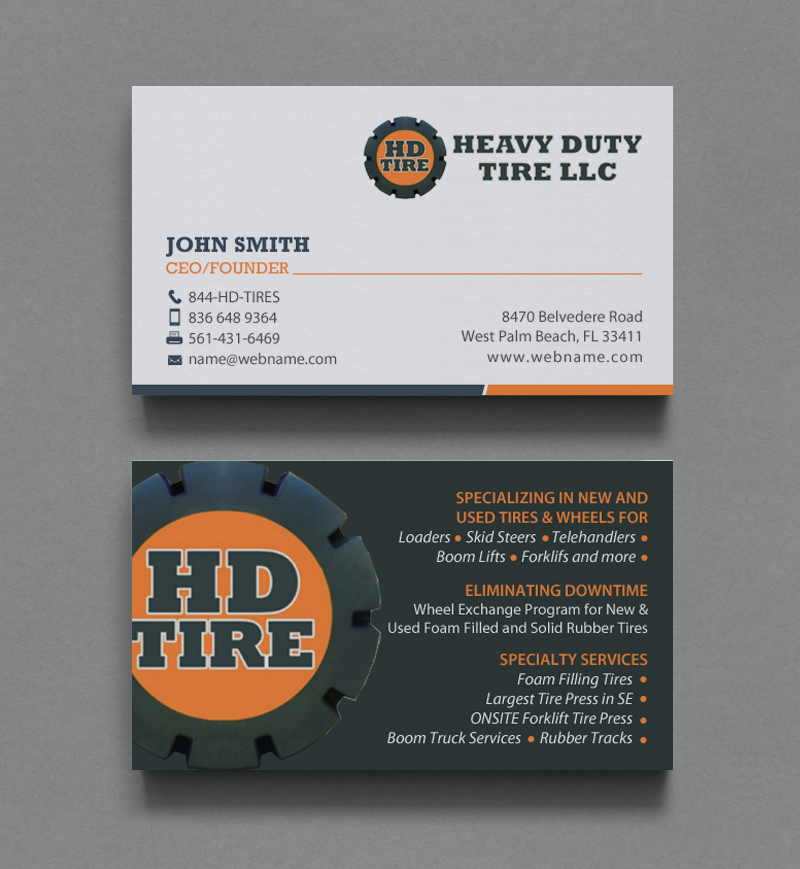 Business Card Design by chandrayaan.creative for HEAVY DUTY TIRE, LLC | Design #10235420