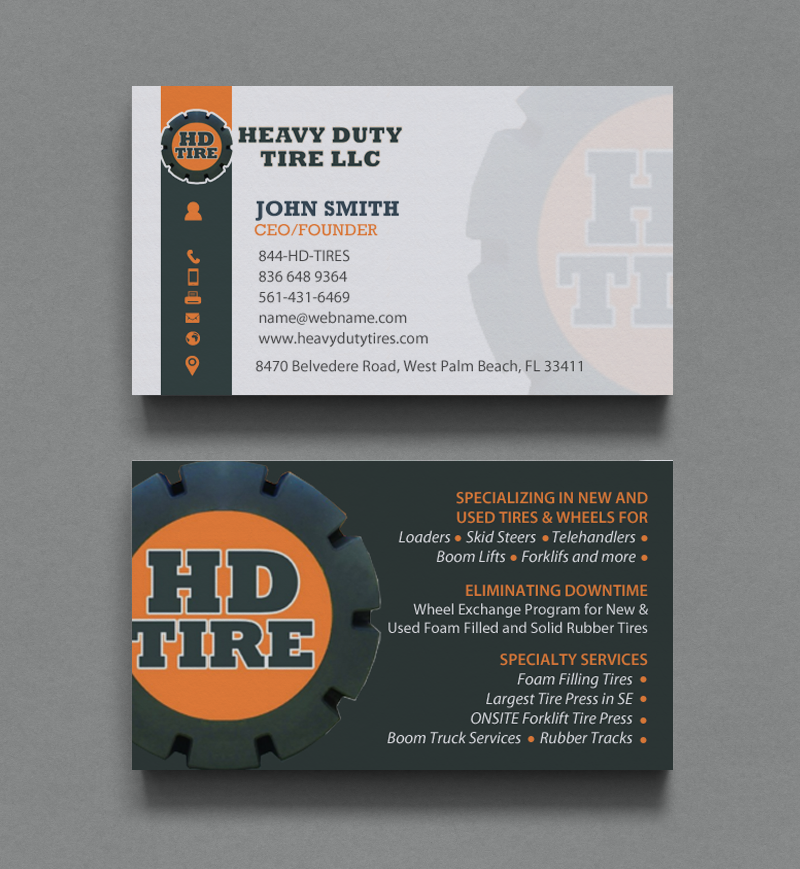 Business Card Design by chandrayaan.creative for HEAVY DUTY TIRE, LLC | Design #10235422
