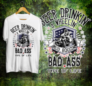 Beer Drinking 4 wheeling Mud Bogging Off Roading Bad Ass Kind Of Life | Diseño de Camiseta por Light Hand Design