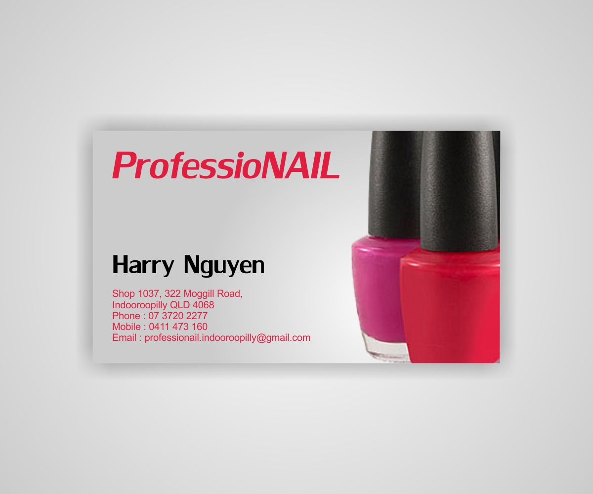 Business Card Design by andi12345678 for ProfessioNAIL Indooroopilly | Design #2183330