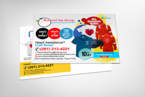 Postcard Design by NatPearlDesigns for Beyond The Hoop Customized Apparel and More, LLC | Design: #10260599