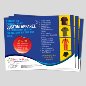 Postcard Design by Awash for Beyond The Hoop Customized Apparel and More, LLC | Design: #10254763