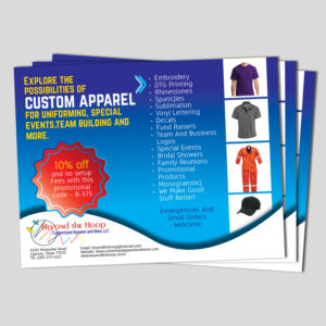 Postcard Design by Awash for Beyond The Hoop Customized Apparel and More, LLC | Design: #10254764