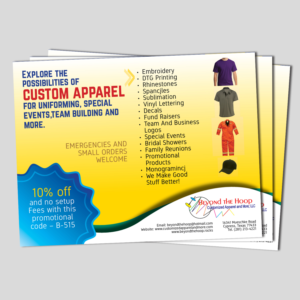 Postcard Design by Awash for Beyond The Hoop Customized Apparel and More, LLC | Design: #10254765