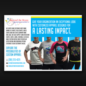 Postcard Design by Kishaloy_D for Beyond The Hoop Customized Apparel and More, LLC | Design #10264321
