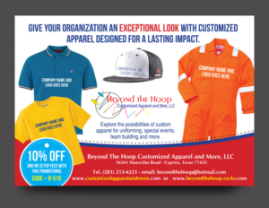 Postcard Design by rkailas for Beyond The Hoop Customized Apparel and More, LLC | Design: #10256378