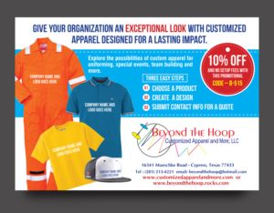 Postcard Design by rkailas for Beyond The Hoop Customized Apparel and More, LLC | Design #10256416