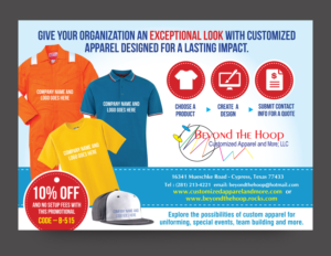 Postcard Design by rkailas for Beyond The Hoop Customized Apparel and More, LLC | Design: #10257728