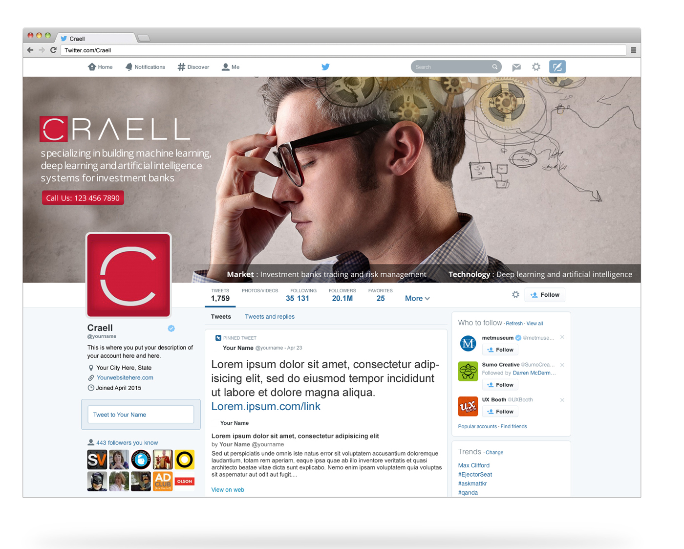 Twitter Design by My Dream's Website Development for Craell | Design: #10341049