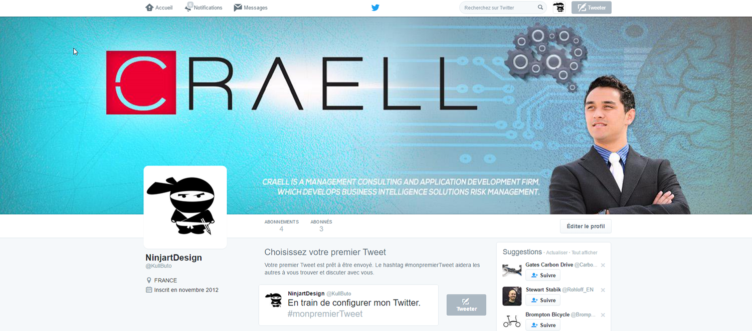 Twitter Design by NinjartDesign for Craell | Design #10345448