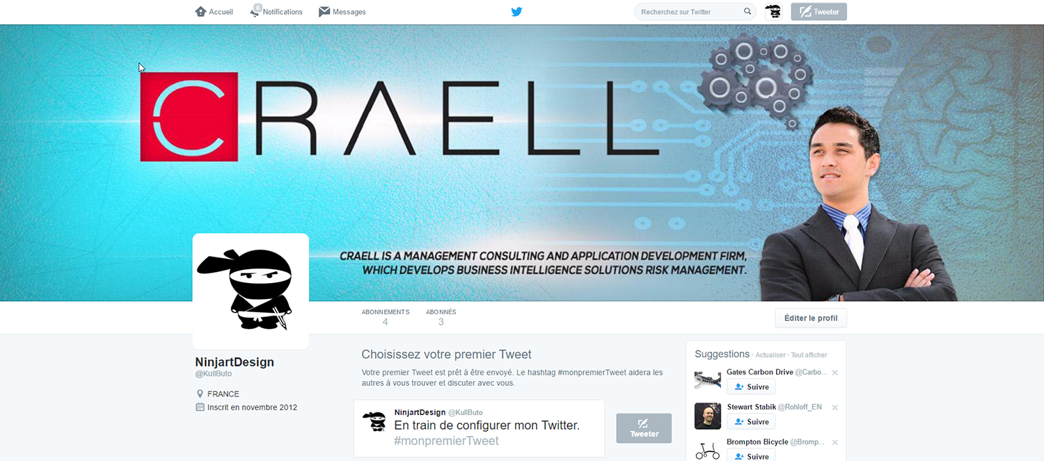 Twitter Design by NinjartDesign for Craell | Design #10345527