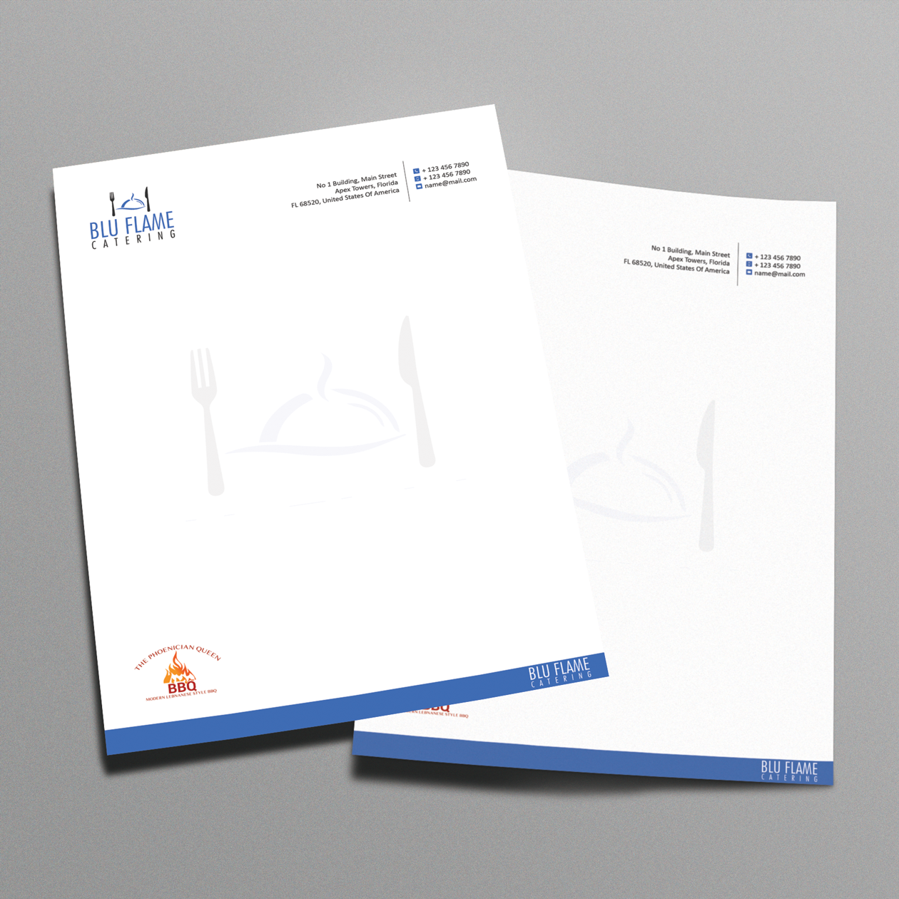 Letterhead Design by Sajin for Blu Flame Catering INC | Design #10288404