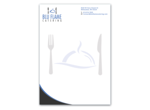 Letterhead Design by Verified artistry (Design garden) for Blu Flame Catering INC | Design: #10340379