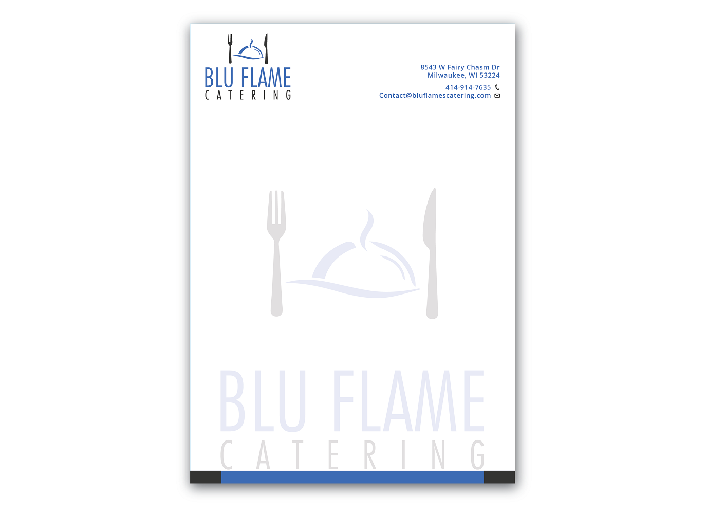 Diseño de Membrete por Verified artistry para Blu Flame Catering INC | Diseño #10340381
