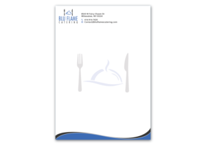 Letterhead Design by Verified artistry (Design garden) for Blu Flame Catering INC | Design: #10340382