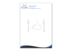 Letterhead Design by Verified artistry (Design garden) for Blu Flame Catering INC | Design: #10340383