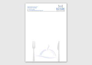 Letterhead Design by Verified artistry (Design garden) for Blu Flame Catering INC | Design: #10340384