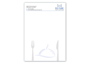 Letterhead Design by Verified artistry (Design garden) for Blu Flame Catering INC | Design: #10340385