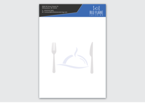 Letterhead Design by Verified artistry (Design garden) for Blu Flame Catering INC | Design: #10340387