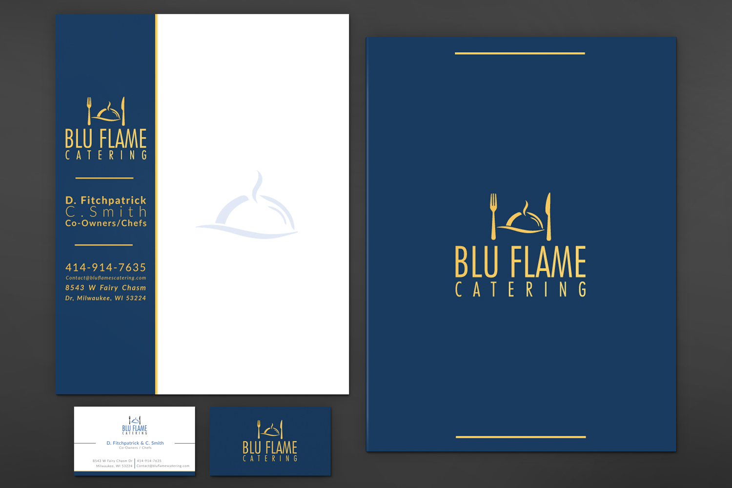 Letterhead Design by JK18 for Blu Flame Catering INC | Design #10327571