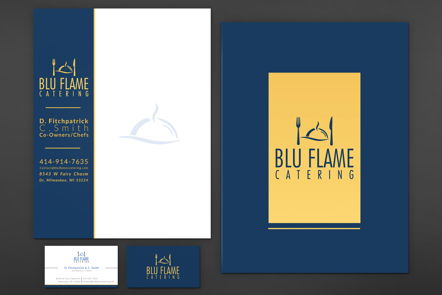Letterhead Design by JK18 for Blu Flame Catering INC | Design #10327753