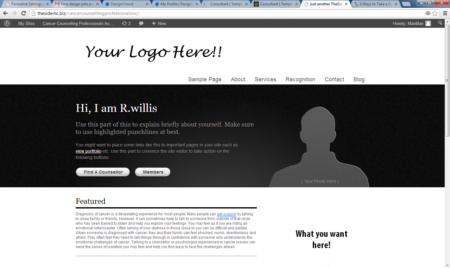Diseño Web por thesideinc para Cancer Counselling Professionals Inc | Diseño #2210068