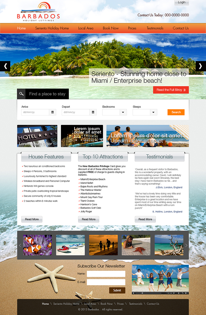 Wordpress Design by Latest Design Ideas for Barbados Holiday Lettings | Design #2210739
