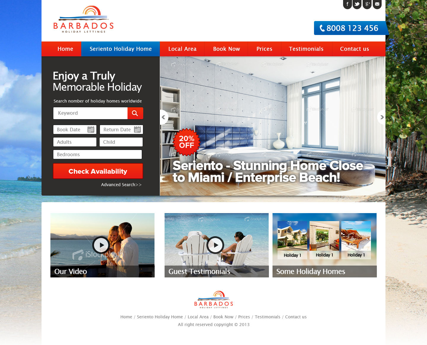 Wordpress Design by AVROM for Barbados Holiday Lettings | Design #2179159