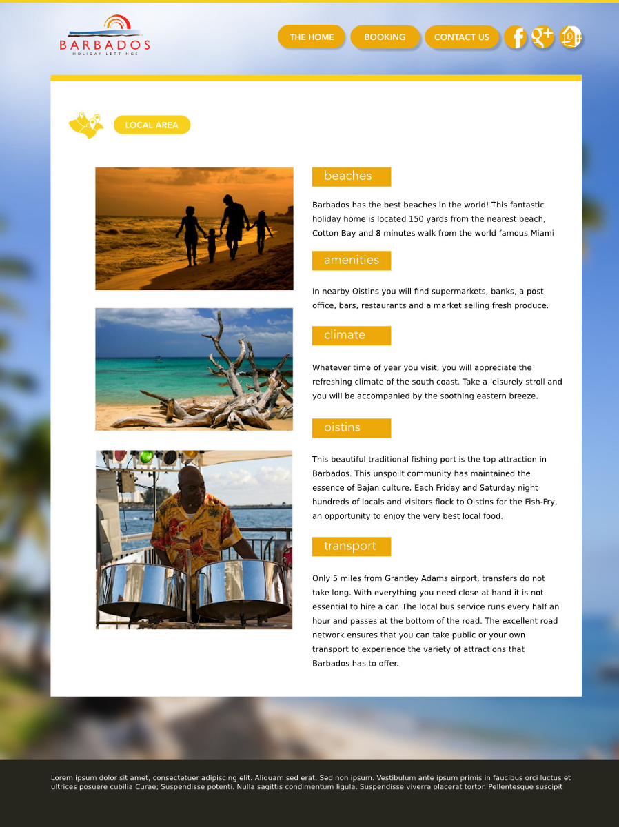 Wordpress Design by Leunar for Barbados Holiday Lettings | Design #2257929