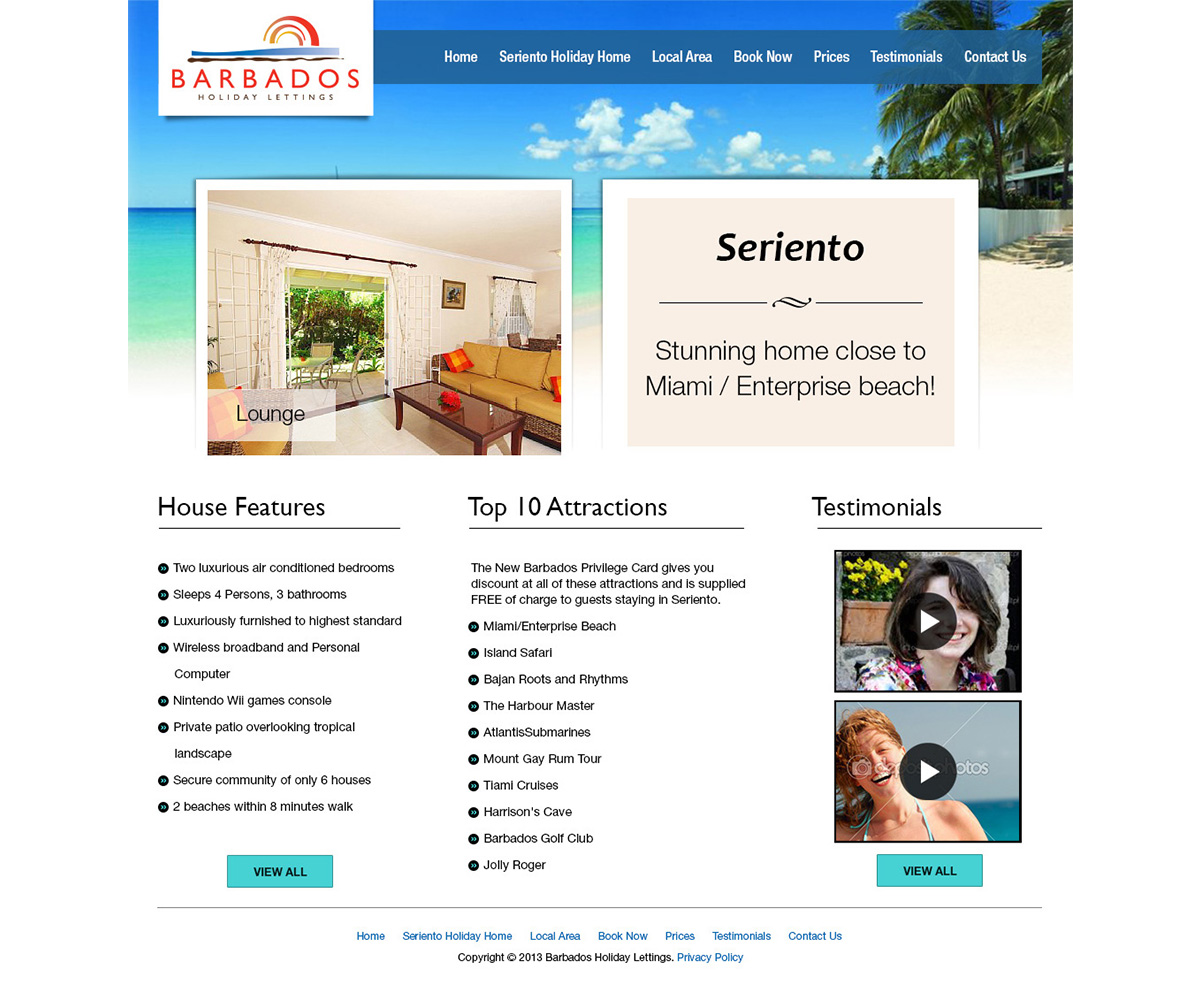 Wordpress Design by Art Dreamz for Barbados Holiday Lettings | Design #2175528