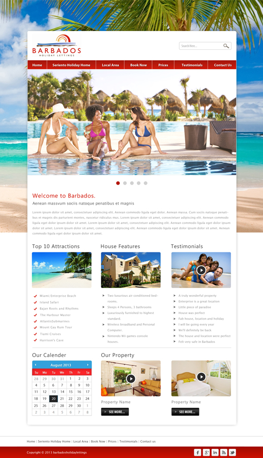 Wordpress Design by idesign for Barbados Holiday Lettings | Design #2216502