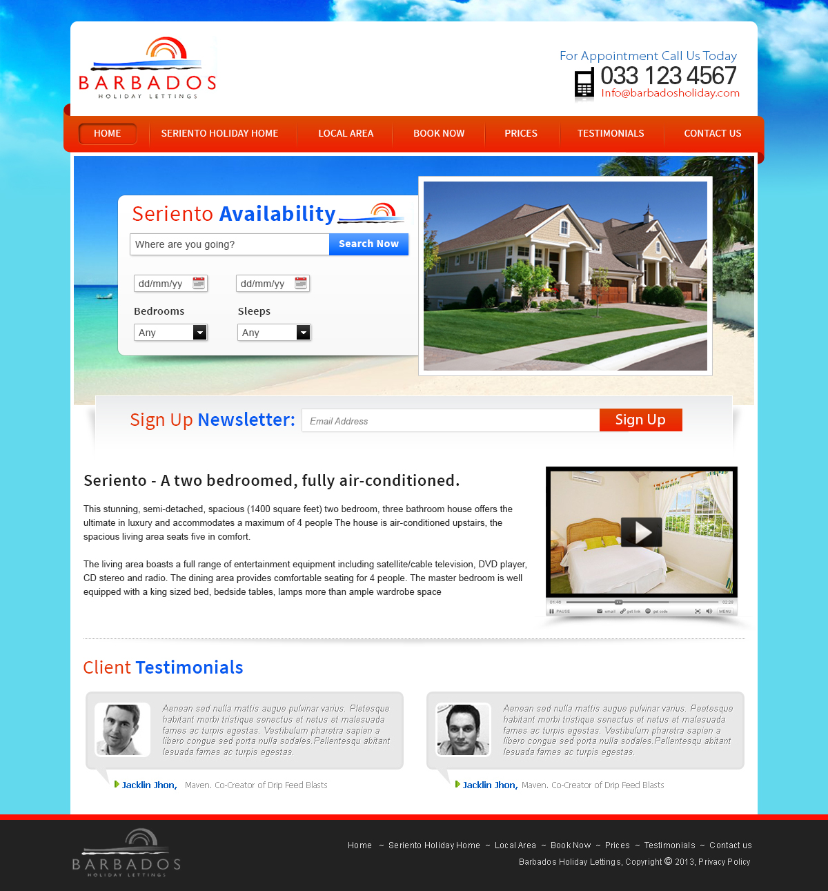 Wordpress Design by webxvision for Barbados Holiday Lettings | Design #2181915