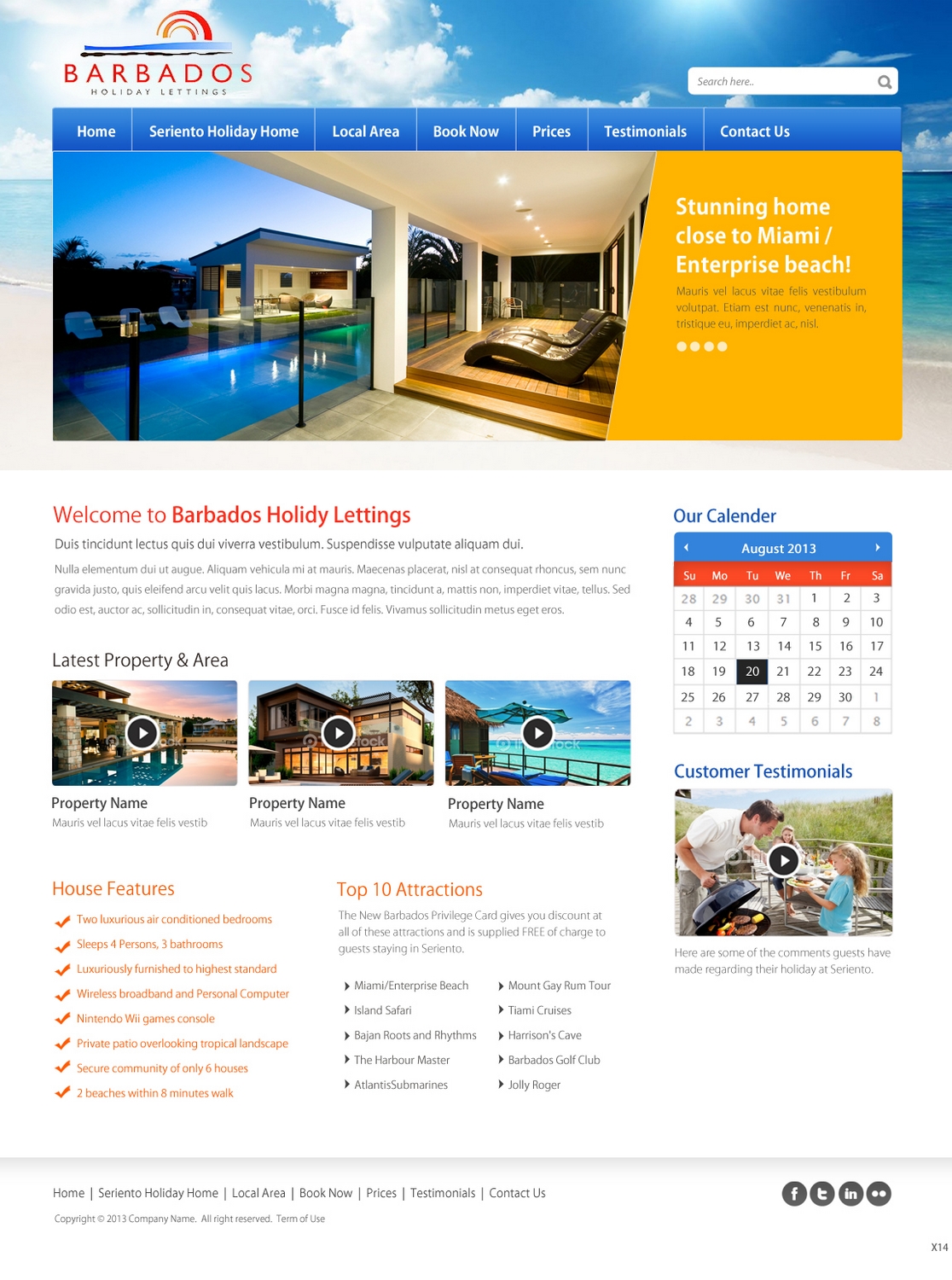 Wordpress Design by pb for Barbados Holiday Lettings | Design #2179668