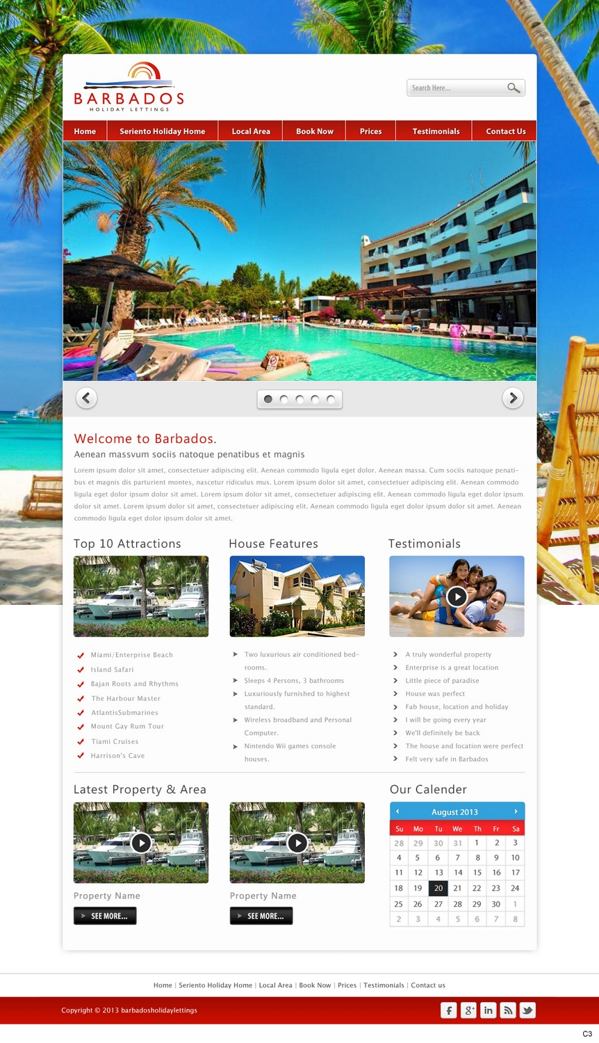 Wordpress Design by pb for Barbados Holiday Lettings | Design #2194651