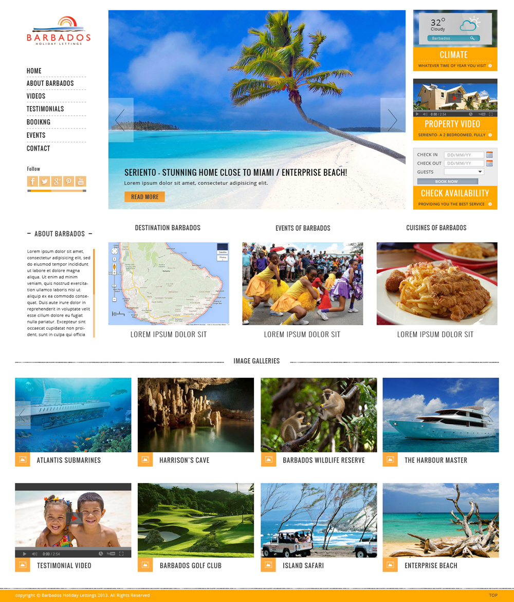 Wordpress Design by Da Miracle for Barbados Holiday Lettings | Design #2208408