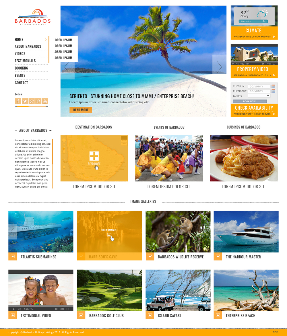 Wordpress Design by Da Miracle for Barbados Holiday Lettings | Design #2208456