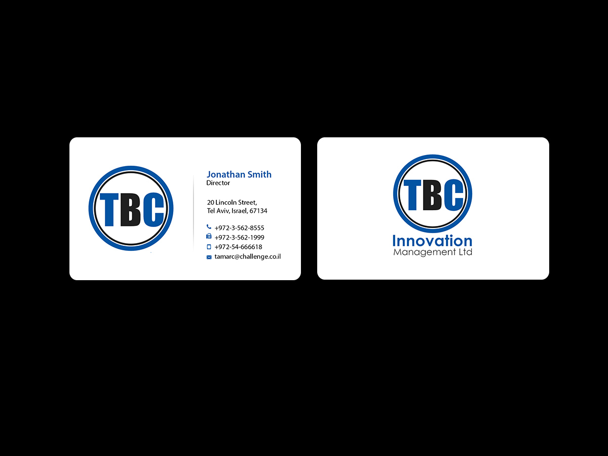Business Card Design by Creations Box 2015 for TBC Innovation Management Inc. | Design #10325187