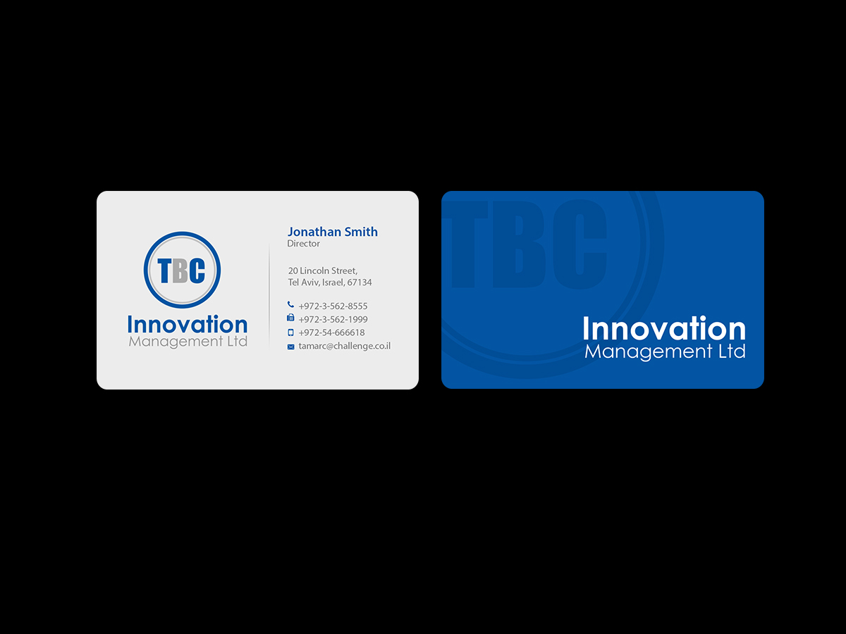 Business Card Design by Creations Box 2015 for TBC Innovation Management Inc. | Design #10344082