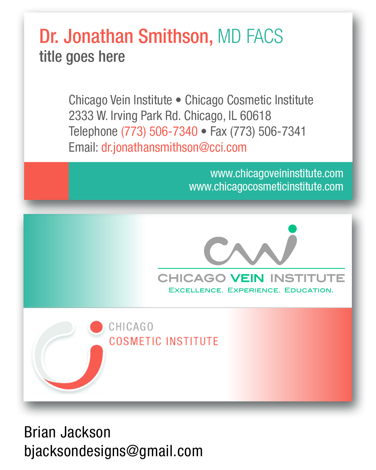 Business Card Design by bjacksondesigns for Chicago Vein Institute | Design #10296753