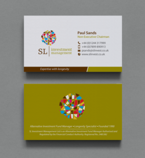 Business Card Design by chandrayaan.creative for SL Investment Management | Design: #10310127