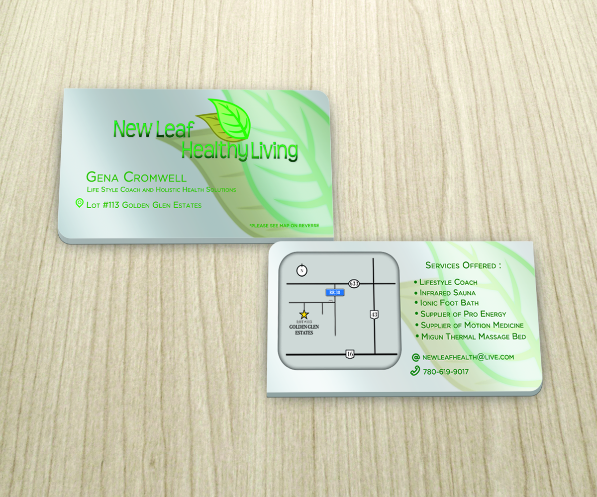 Business Card Design by shadowfoxx for New Leaf Healthy Living | Design #2178431
