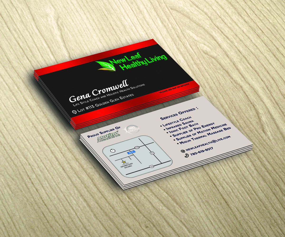 Business Card Design by shadowfoxx for New Leaf Healthy Living | Design #2198732