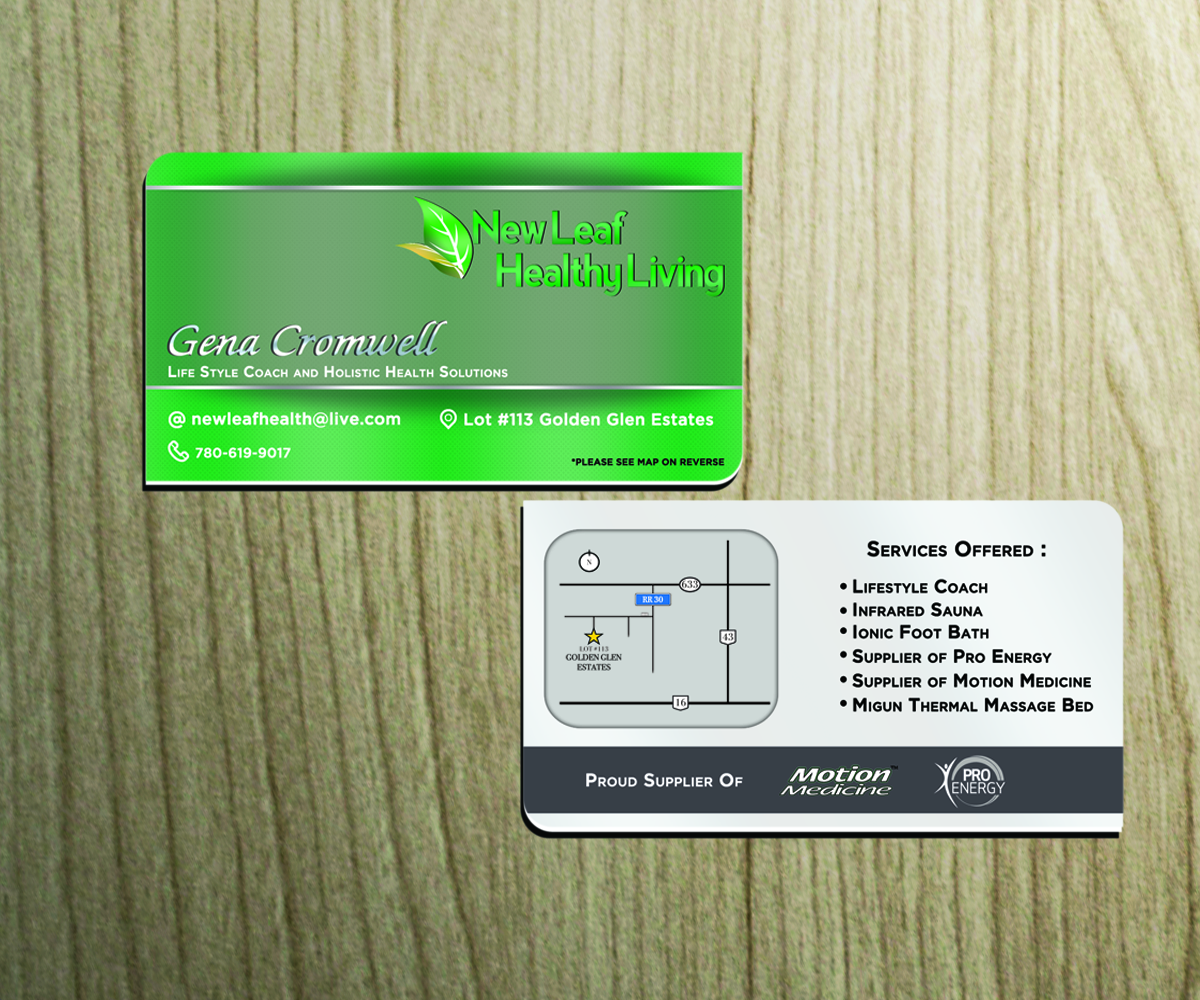 Business Card Design by shadowfoxx for New Leaf Healthy Living | Design #2203675