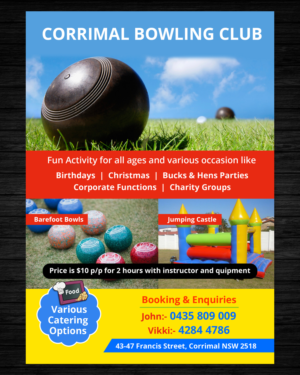 Flyer Design by CreativeTrick for Corrimal Bowling Club Ltd | Design: #10479579