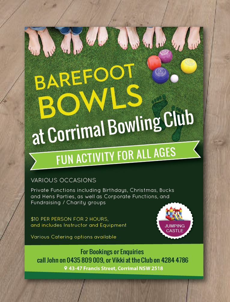 Diseño de Flyer por alex989 para Corrimal Bowling Club Ltd | Diseño #10340206